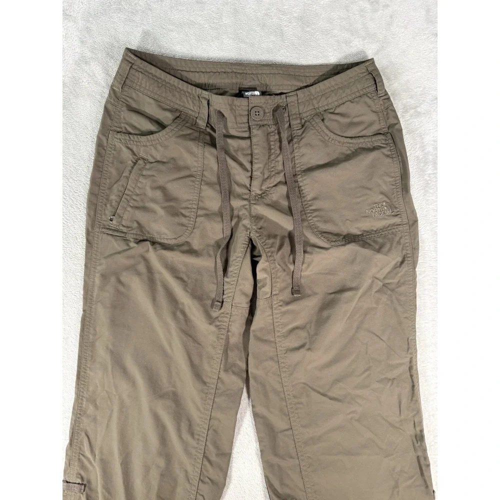 The North Face Pants Womens 4 Green Nylon Roll Up Convertible Hiking Outdoor